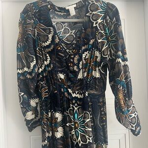 H&M Patterned Dress with Blue and Brown Accents